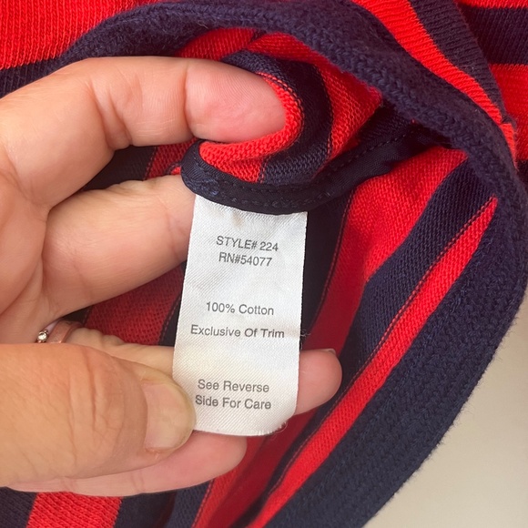 CAbi Sz M Striped Blazer Yacht Club Red Blue Gold Buttons Sweater V Neck Jacket - Picture 6 of 9